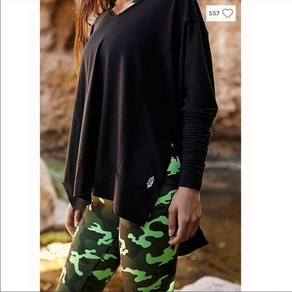 Free People Soul Circle Long Sleeve Top in Black Size XS