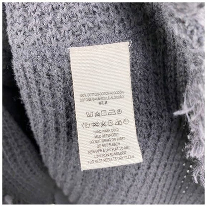 Free People Moonshine V-Neck Charcoal Distressed Waffle Knit Sweater Size Small