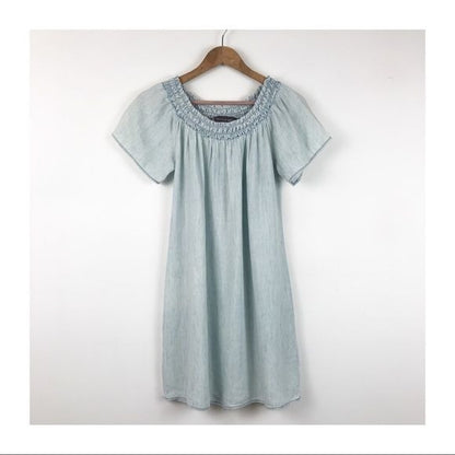 Anthropologie Michael Stars NWOT Off the Shoulder Chambray Dress Size XS