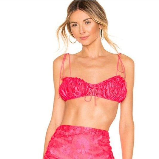 For Love & Lemons Avalon Tie Strap Bra Top in Flamenco Size Small