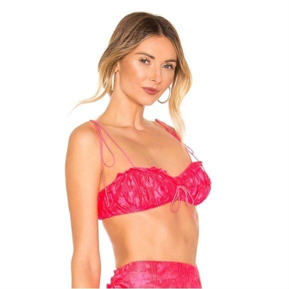 For Love & Lemons Avalon Tie Strap Bra Top in Flamenco Size Small