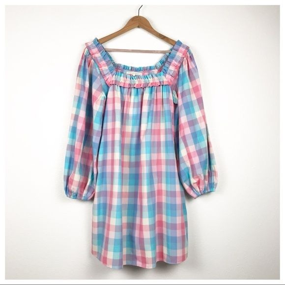 Ophelia & Indigo April Dress in Woven Check Size Small