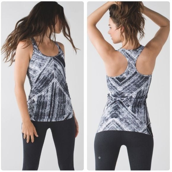 Lululemon Cool Racerback Heat Wave White Black Size 2
