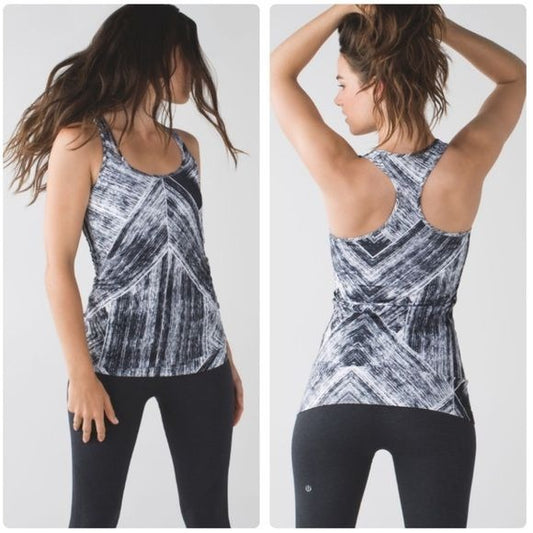 Lululemon Cool Racerback Heat Wave White Black Size 2