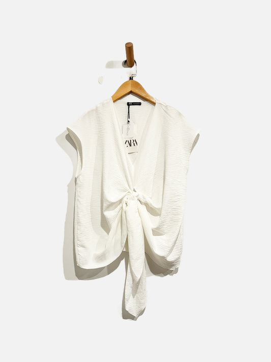 Zara White Crepe Top - Small
