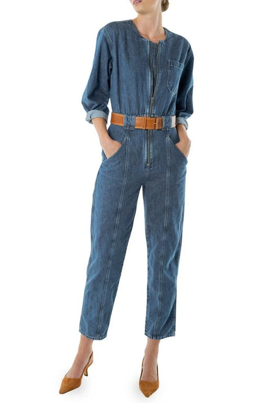 etica Fatima Denim Longsleeve Denim Jumpsuit - XS