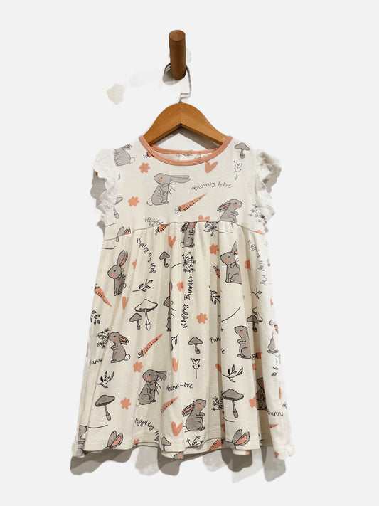 Tesa Baby White Bunny Dress - 4T