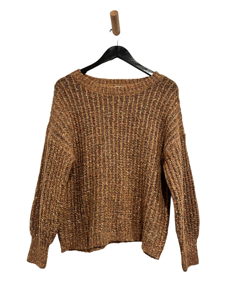 Like Love Brown Marled Cable Knit Sweater - Large
