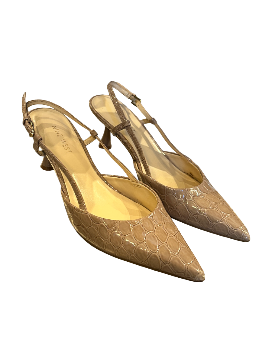 Nine West Brown Croc Kitten Heels - 7.5