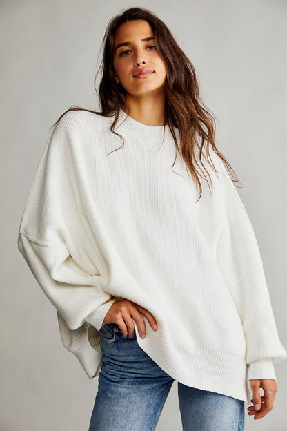 Free People Easy Street Tunic Sweater in Painted White - XS