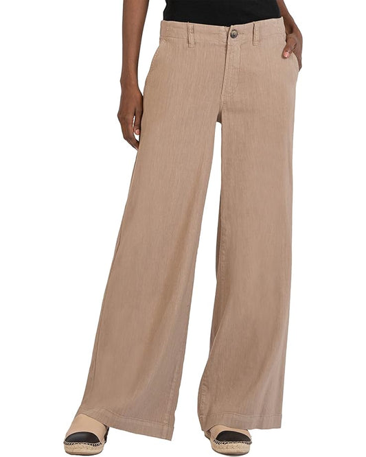 Kut Meg Linen Blend Wide Leg Pants in Khaki - 0