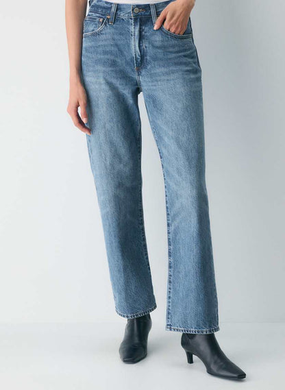 Denim Forum The '90s Marlo Hi-Rise Baggy Jean in 5 Yrs Kiss N Tell Bleu - 25