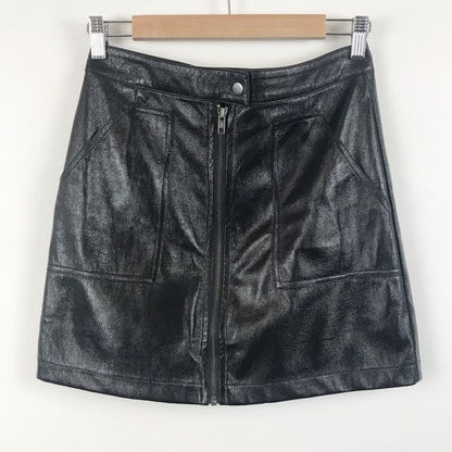 Minkpink Coyote Shine Vegan Leather Mini Skirt Size Small