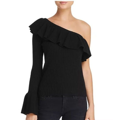 Rebecca Minkoff Ava Navy One Shoulder Sweater Size XS