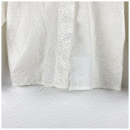 Bonpoint White & Gold Polka Dot Ruffle Button Down Size 8