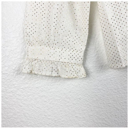 Bonpoint White & Gold Polka Dot Ruffle Button Down Size 8