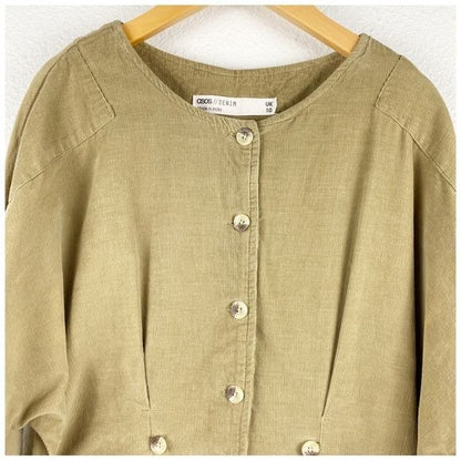 Asos cord relaxed boilersuit in khaki Size UK 10/ US 6