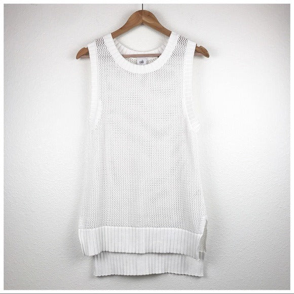 CAbi White Summer Vest Crochet Tank - Small
