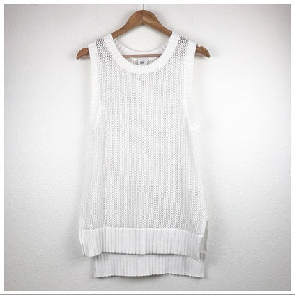 CAbi White Summer Vest Crochet Tank - Small