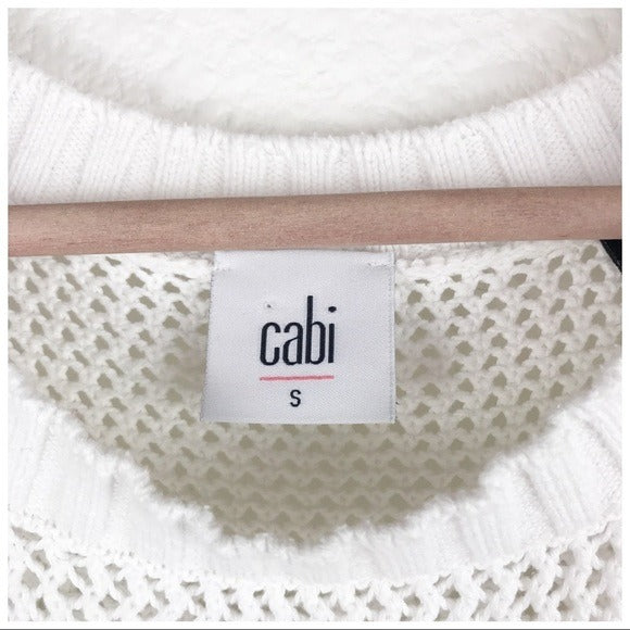 CAbi White Summer Vest Crochet Tank - Small