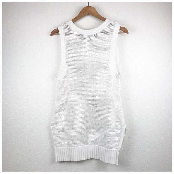 CAbi White Summer Vest Crochet Tank - Small