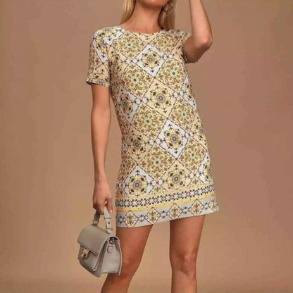 Lulus Dandy Lion Yellow Print Shift Dress Size Small