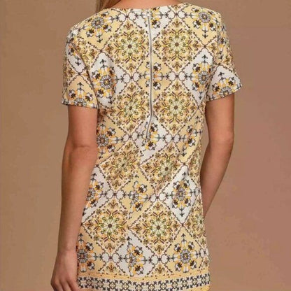 Lulus Dandy Lion Yellow Print Shift Dress Size Small
