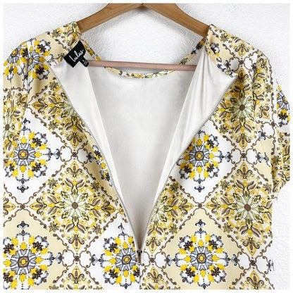 Lulus Dandy Lion Yellow Print Shift Dress Size Small
