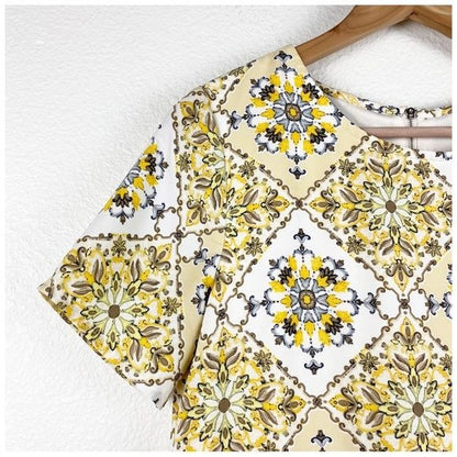 Lulus Dandy Lion Yellow Print Shift Dress Size Small