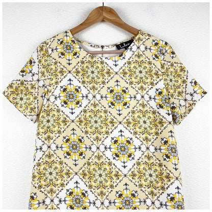Lulus Dandy Lion Yellow Print Shift Dress Size Small