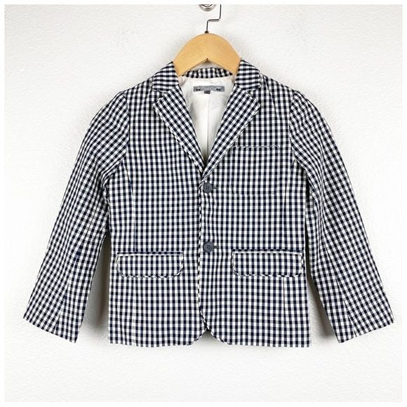 Bonpoint Navy & White Gingham Blazer Size 6