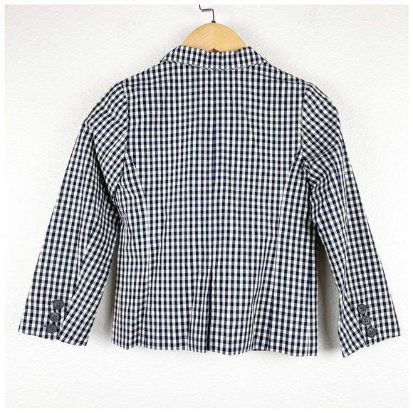 Bonpoint Navy & White Gingham Blazer Size 6