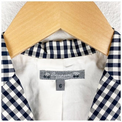 Bonpoint Navy & White Gingham Blazer Size 6