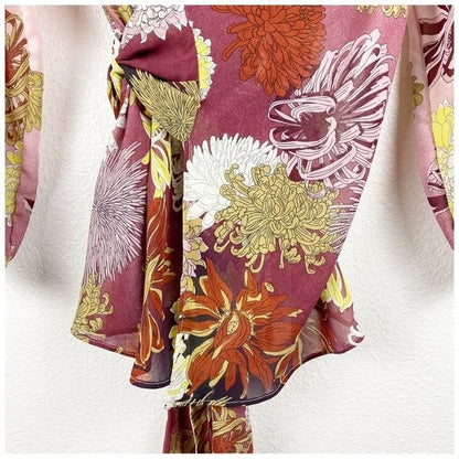 Zara Pink Floral Wrap Top Size Small