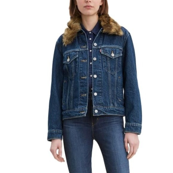 Levi’s NWT Fur Collar Ex Boyfriend Trucker Jacket Size XS