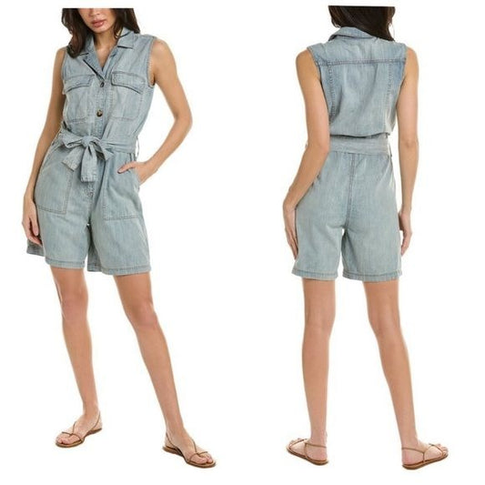 Faherty Cotton & Hemp Nonstretch Denim Utility Romper Size XS