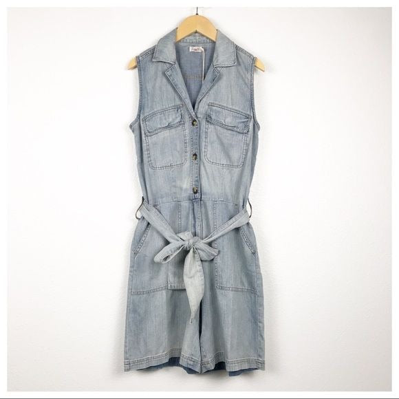 Faherty Cotton & Hemp Nonstretch Denim Utility Romper Size XS