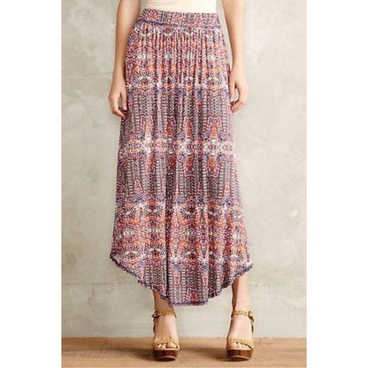 Anthropologie Postmark Handkerchief Hem Printed Maxi Skirt Size Small