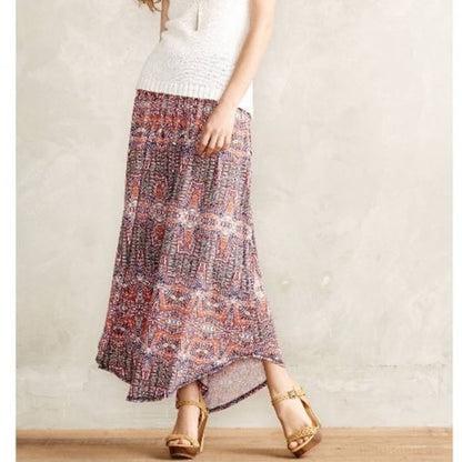 Anthropologie Postmark Handkerchief Hem Printed Maxi Skirt Size Small