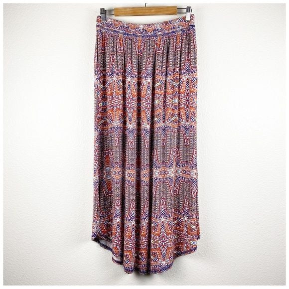 Anthropologie Postmark Handkerchief Hem Printed Maxi Skirt Size Small