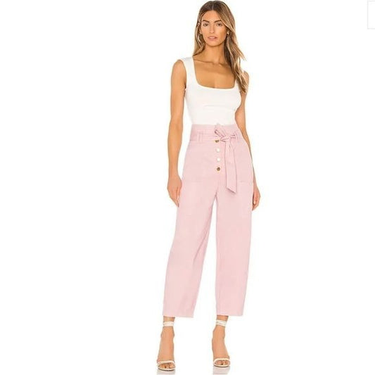 Tularosa NWT Barrett High Waist Denim Button Fly Front Pant Blush Pink Size XS
