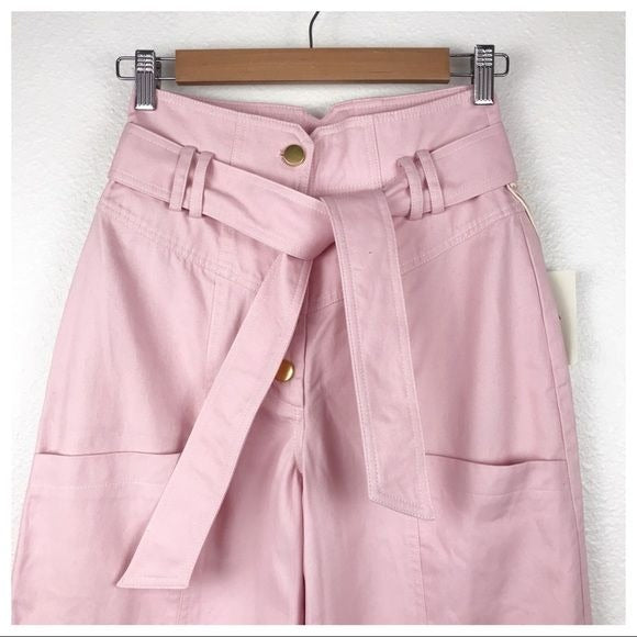 Tularosa NWT Barrett High Waist Denim Button Fly Front Pant Blush Pink Size XS