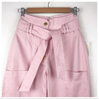 Tularosa NWT Barrett High Waist Denim Button Fly Front Pant Blush Pink Size XS