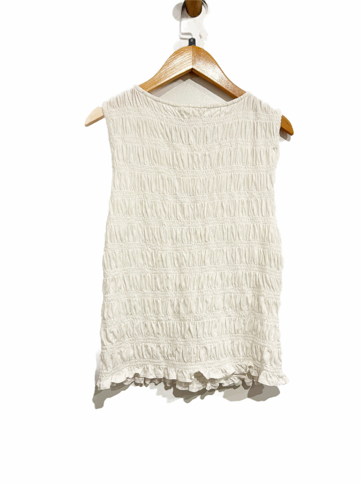 Madewell Smocked Boatneck Tank in White - Small