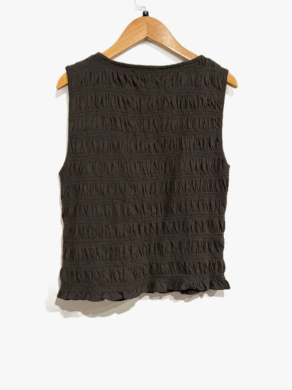 Madewell Smocked Boatneck Tank in Soft Charcoal - Small