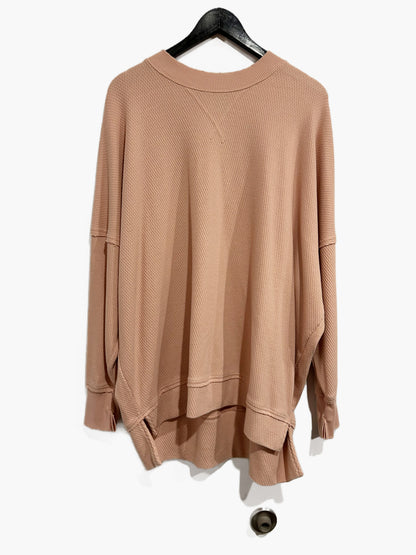 Aerie The Happiest Texture Oversized Crewneck Sweatshirt in Paper Pink - Large