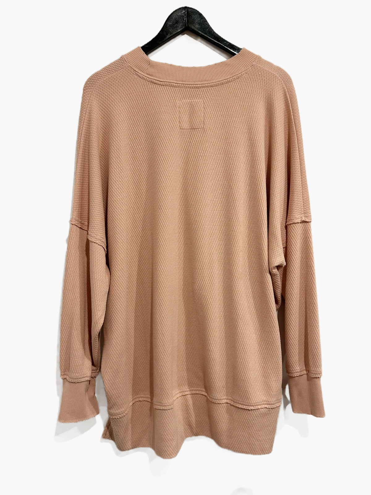 Aerie The Happiest Texture Oversized Crewneck Sweatshirt in Paper Pink - Large