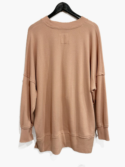 Aerie The Happiest Texture Oversized Crewneck Sweatshirt in Paper Pink - Large