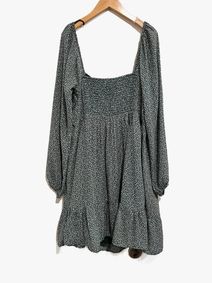 Abercrombie & Fitch Green Floral LS Mini Dress - LT