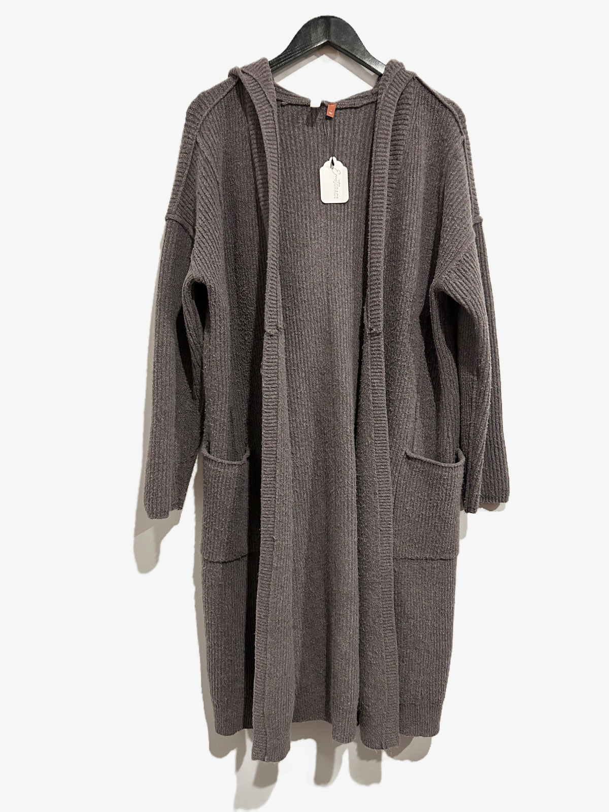 Anthropologie Pilcro Gray Ribbed Hooded Duster - Large